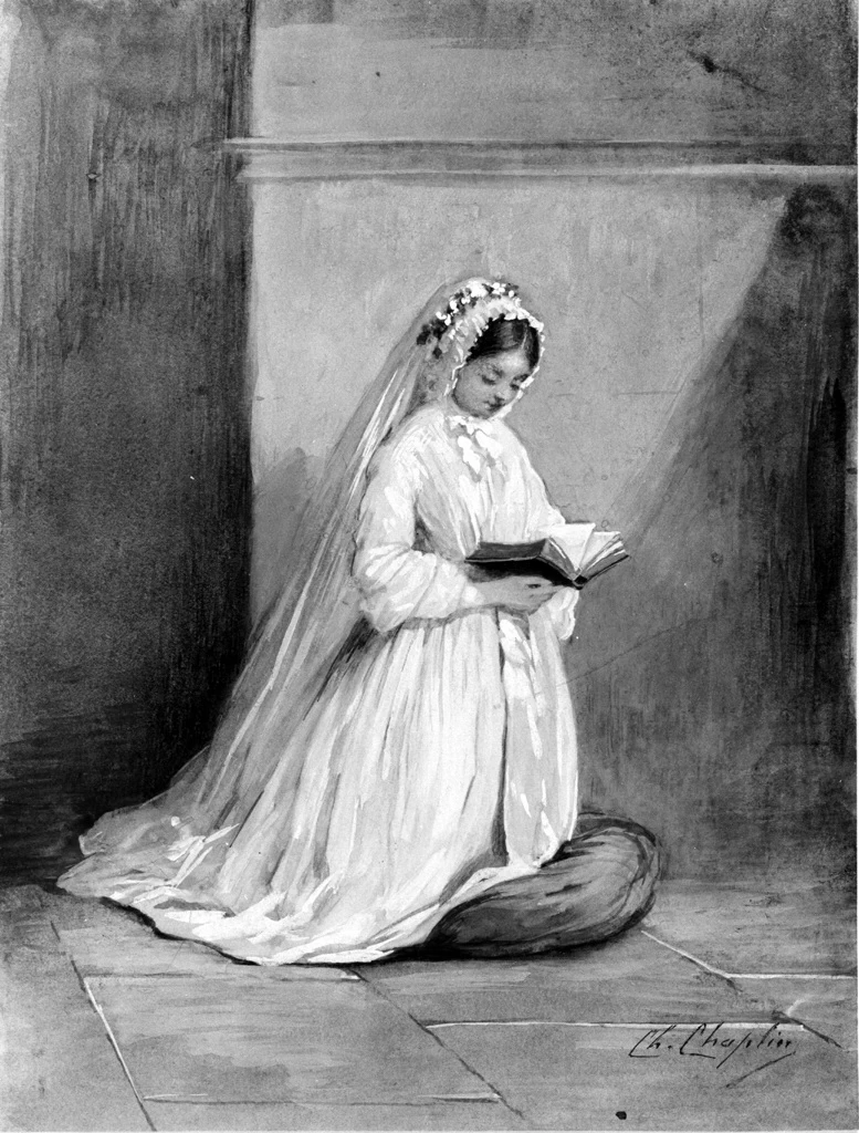 Ragazza in abito da cresima alla preghiera - Walters Art Museum